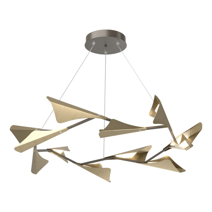 Plume 12-Light LED Pendant in Dark Smoke with Soft Gold Accent - 135008-LED-STND-07-84 by Hubbardton Forge