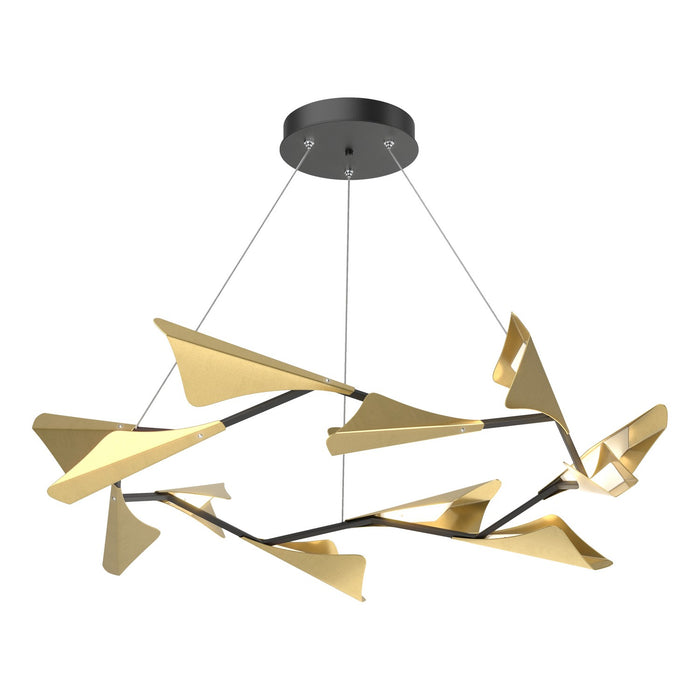 Plume 12-Light LED Pendant in Black with Modern Brass Accent - 135008-LED-STND-10-86 by Hubbardton Forge