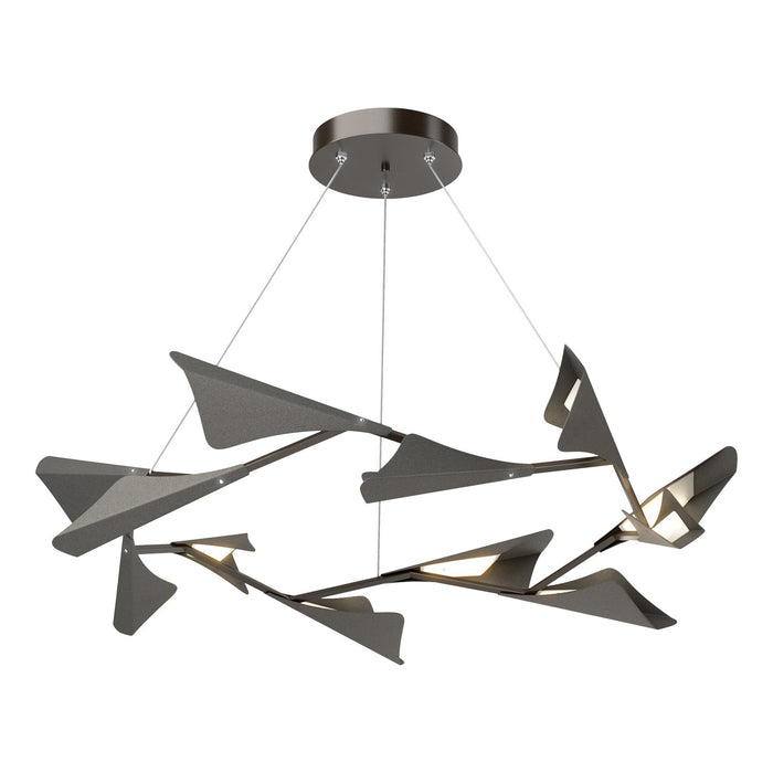 Plume 12-Light LED Pendant in Oil Rubbed Bronze with Natural Iron Accent - 135008-LED-STND-14-20 by Hubbardton Forge