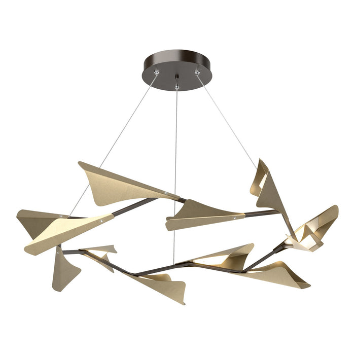 Plume 12-Light LED Pendant in Oil Rubbed Bronze with Soft Gold Accent - 135008-LED-STND-14-84 by Hubbardton Forge