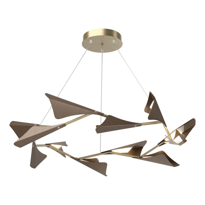 Plume 12-Light LED Pendant in Soft Gold with Bronze Accent - 135008-LED-STND-84-05 by Hubbardton Forge