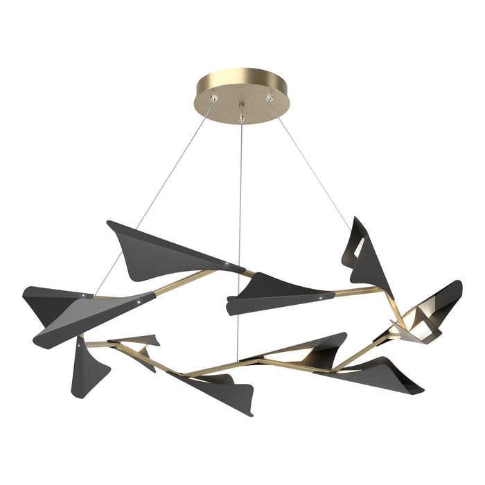 Plume 12-Light LED Pendant in Soft Gold with Black Accent - 135008-LED-STND-84-10 by Hubbardton Forge