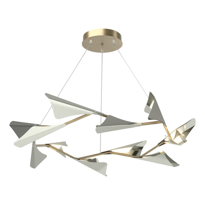 Plume 12-Light LED Pendant in Soft Gold with Sterling Accent - 135008-LED-STND-84-85 by Hubbardton Forge