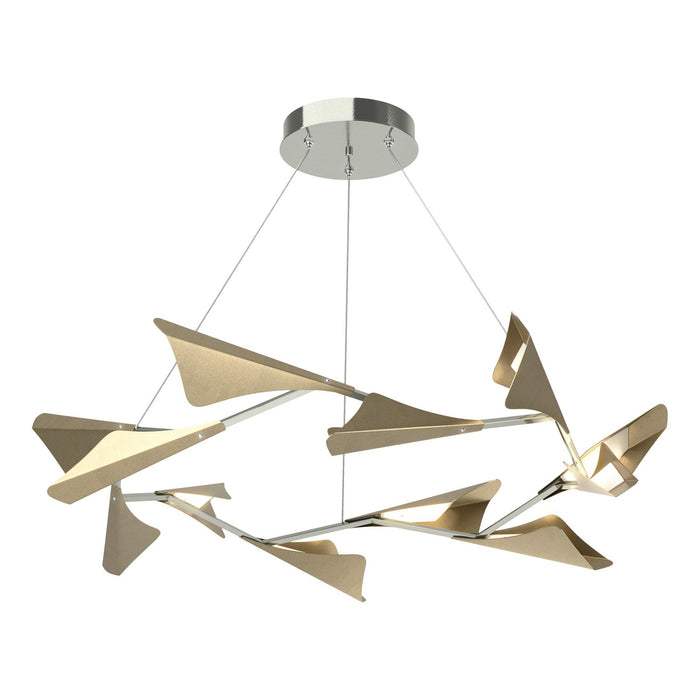 Plume 12-Light LED Pendant in Sterling with Soft Gold Accent - 135008-LED-STND-85-84 by Hubbardton Forge