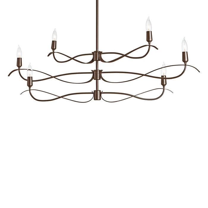 Willow 6-Light Small Chandelier in Bronze - 136350-SKT-MULT-05 by Hubbardton Forge