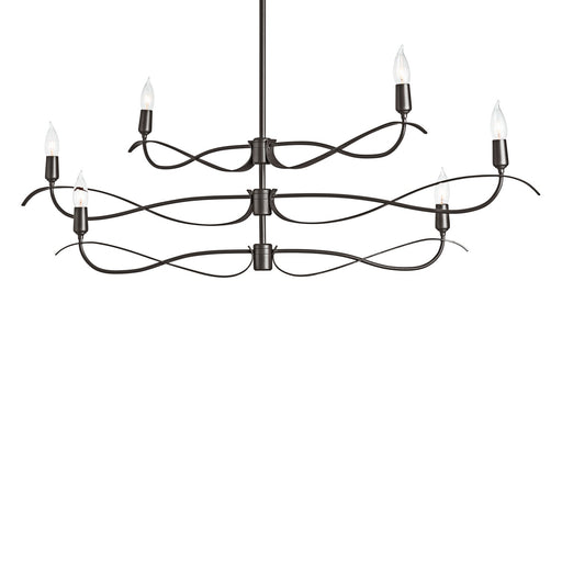 Willow 6-Light Small Chandelier in Dark Smoke - 136350-SKT-MULT-07 by Hubbardton Forge