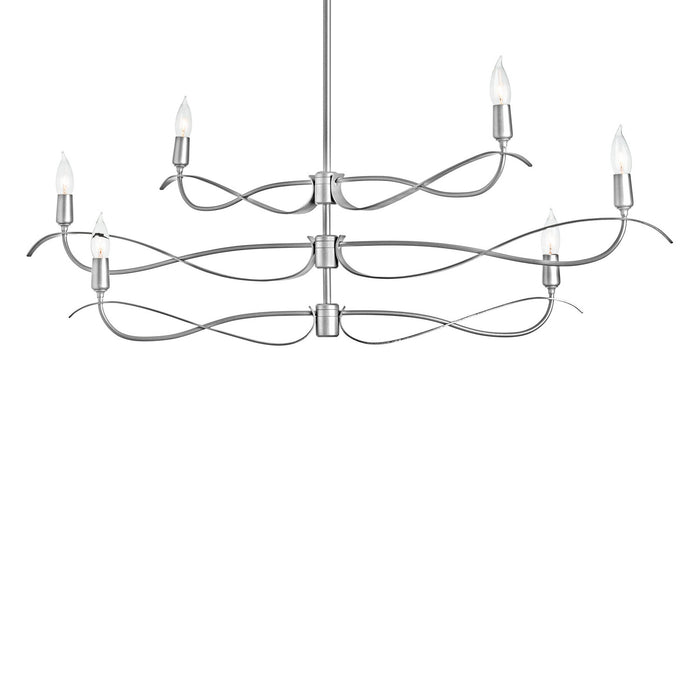 Willow 6-Light Small Chandelier in Sterling - 136350-SKT-MULT-85 by Hubbardton Forge