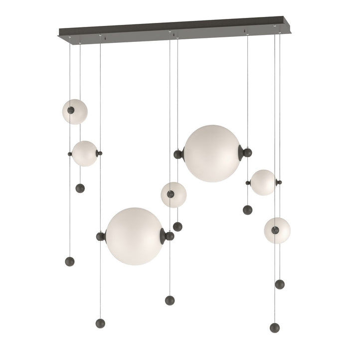 Abacus 7-Light Double Linear LED Pendant in Dark Smoke - 139054-LED-STND-07-GG0694 by Hubbardton Forge