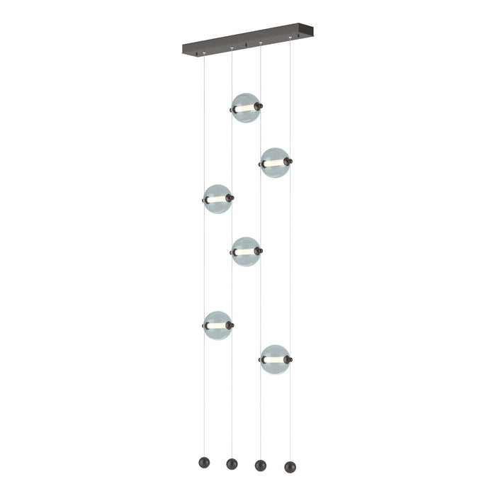 Abacus 6-Light Ceiling-to-Floor LED Pendant in Oil Rubbed Bronze - 139055-LED-STND-14-YL0668 by Hubbardton Forge