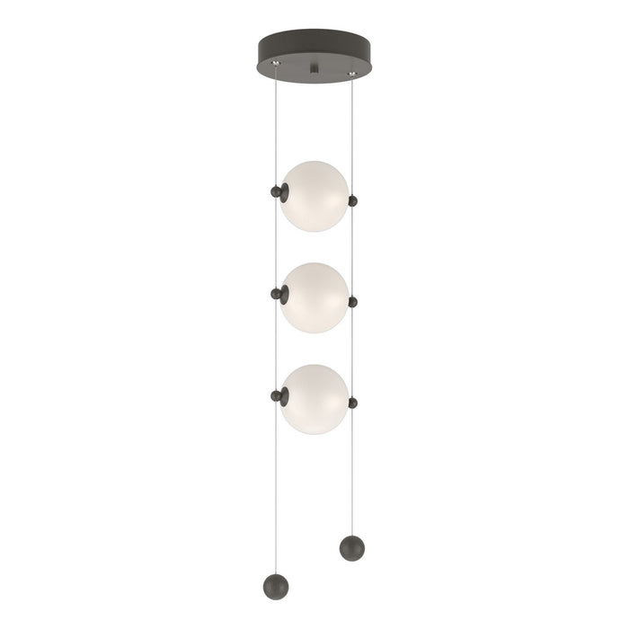 Abacus 3-Light LED Pendant in Dark Smoke - 139059-LED-STND-07-GG0668 by Hubbardton Forge