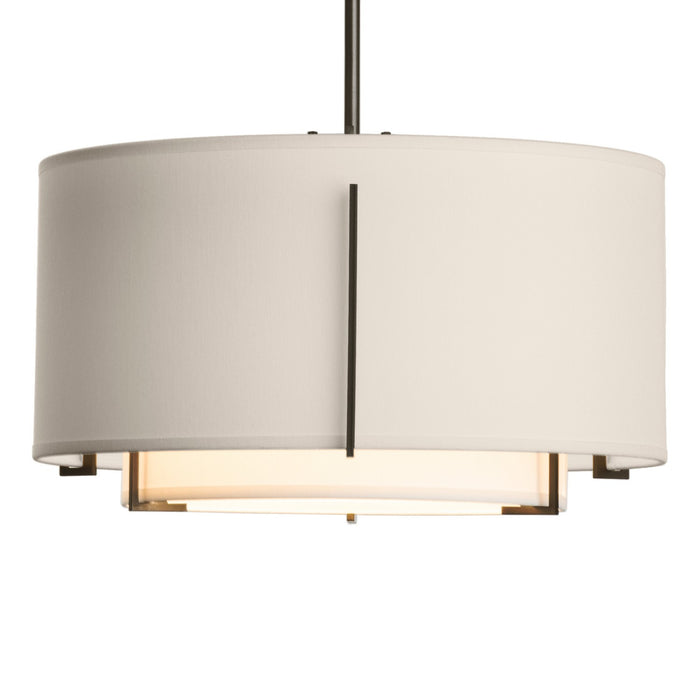 Exos Small Double Shade Pendant in Oil Rubbed Bronze - 139602-SKT-MULT-14-SF1099-SE1590 by Hubbardton Forge