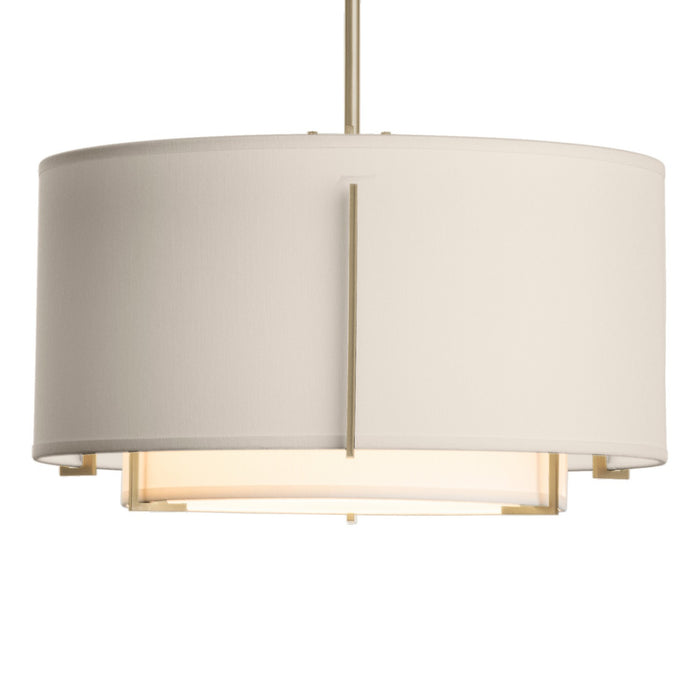 Exos Small Double Shade Pendant in Soft Gold - 139602-SKT-MULT-84-SF1099-SE1590 by Hubbardton Forge