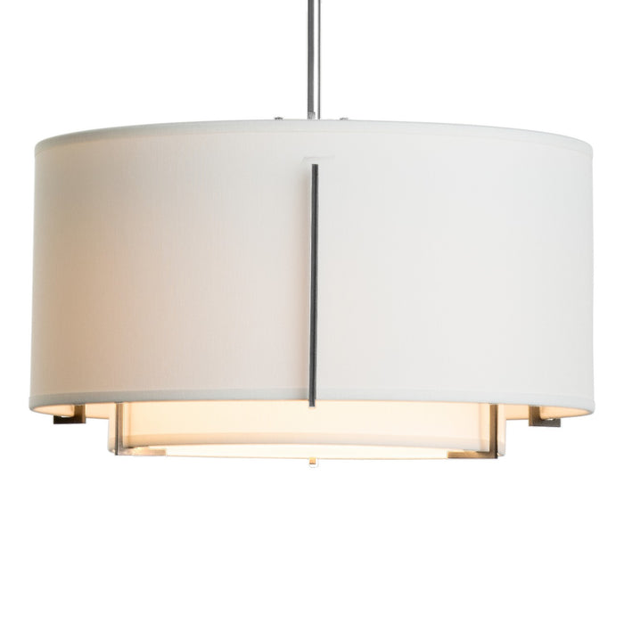 Exos Small Double Shade Pendant in Sterling - 139602-SKT-MULT-85-SF1099-SF1590 by Hubbardton Forge