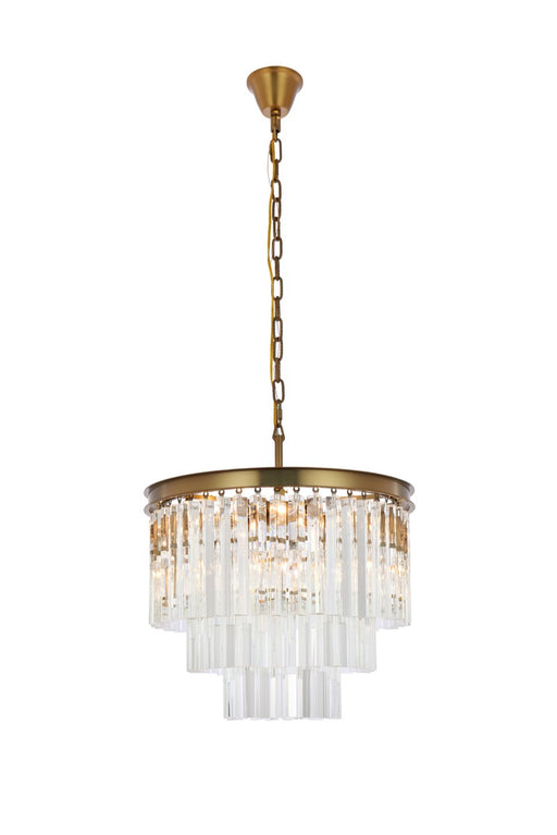 1201D20SG/RC- Sydney 9-Light Chandelier in Satin Gold by Elegant Lighting