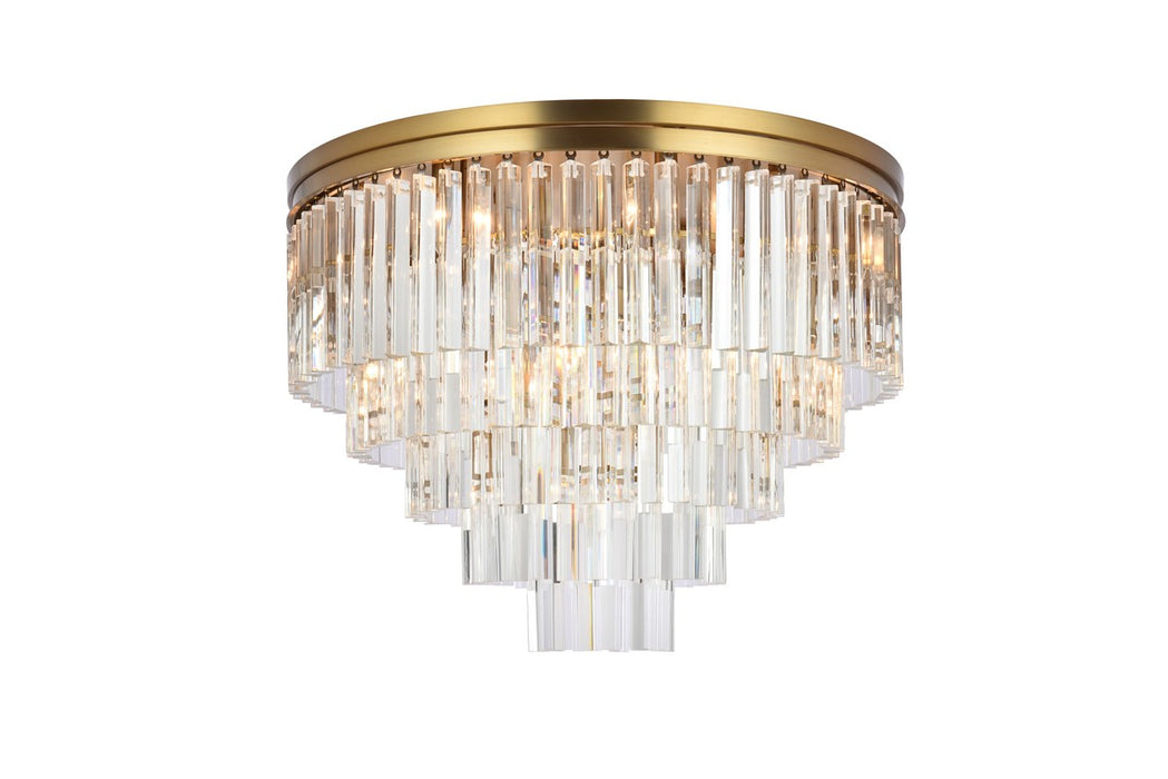 1201F32SG/RC- Sydney 17-Light Flush Mount in Satin Gold by Elegant Lighting