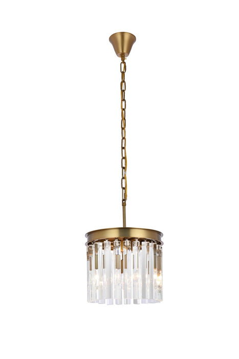 1208D12SG/RC- Sydney 3-Light Pendant in Satin Gold by Elegant Lighting