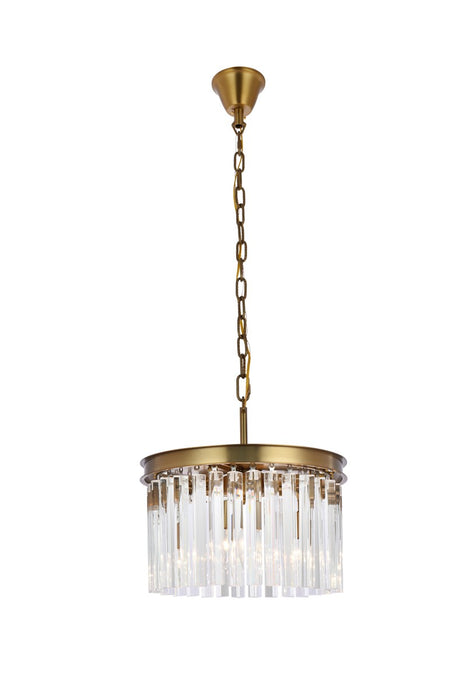 1208D16SG/RC- Sydney 3-Light Pendant in Satin Gold by Elegant Lighting