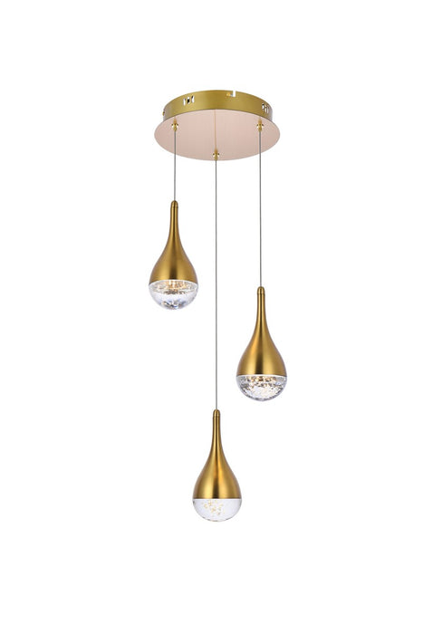 3803D12SG- Amherst LED Pendant in Satin Gold by Elegant Lighting