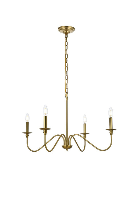 LD5006D30SG- Rohan 4-Light Chandelier in Satin Gold by Elegant Lighting