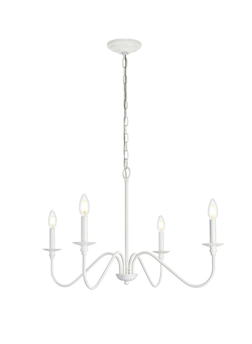 LD5006D30WH- Rohan 4-Light Chandelier in White by Elegant Lighting