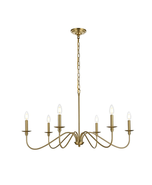 LD5006D36SG- Rohan 6-Light Chandelier in Satin Gold by Elegant Lighting