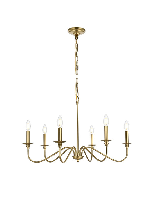 LD5056D30SG- Rohan 6-Light Chandelier in Satin Gold by Elegant Lighting