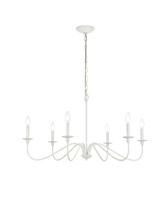 LD5056D30WH- Rohan 6-Light Chandelier in White by Elegant Lighting