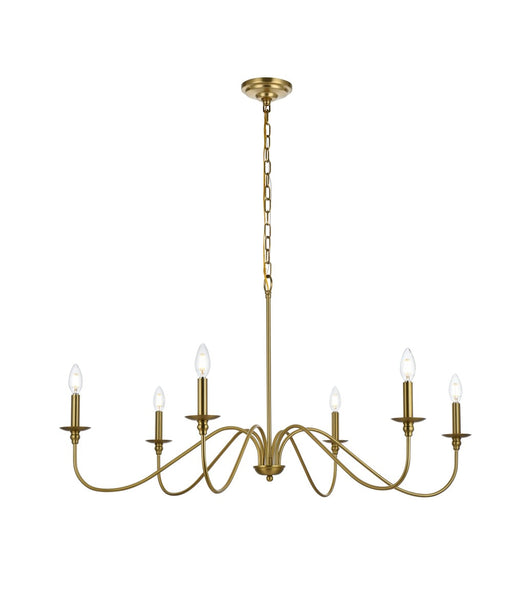 LD5056D42SG- Rohan 6-Light Chandelier in Satin Gold by Elegant Lighting