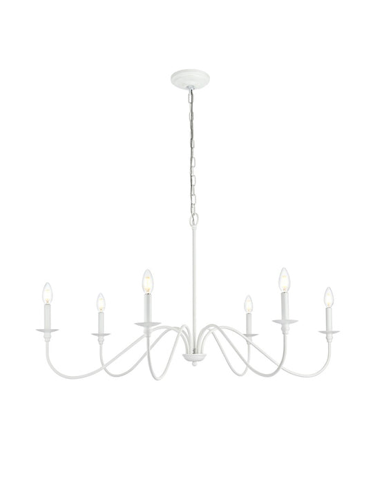 LD5056D42WH- Rohan 6-Light Chandelier in White by Elegant Lighting