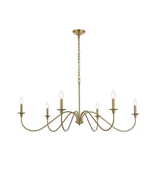 LD5056D48SG- Rohan 6-Light Chandelier in Satin Gold by Elegant Lighting