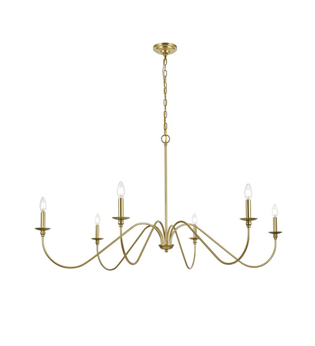 Rohan Six Light Chandelier in Brass