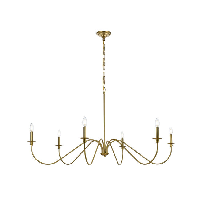 Rohan Six Light Chandelier in Satin Gold