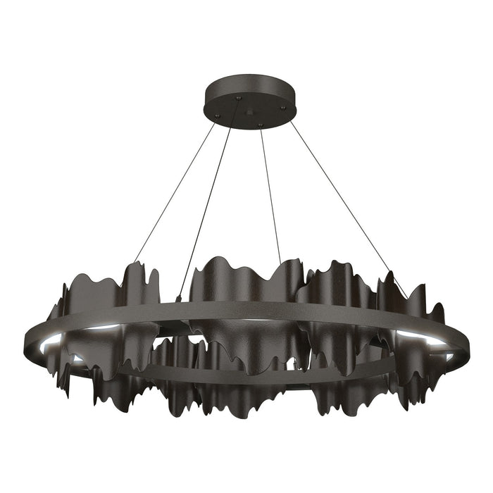 Hildene Circular LED Pendant in Dark Smoke with Oil Rubbed Bronze Accent - 139653-LED-STND-07-14 by Hubbardton Forge