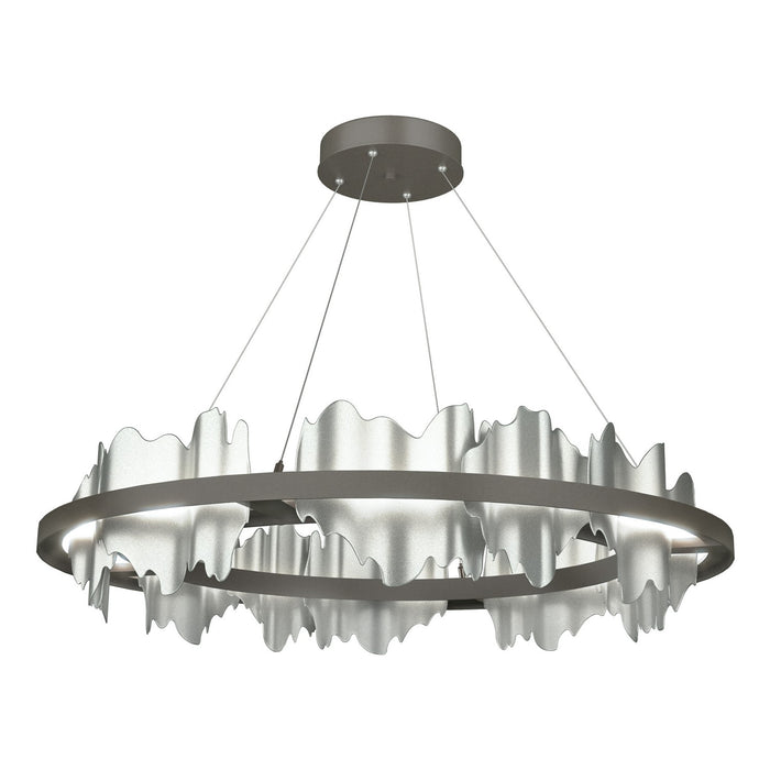 Hildene Circular LED Pendant in Dark Smoke with Vintage Platinum Accent - 139653-LED-STND-07-82 by Hubbardton Forge