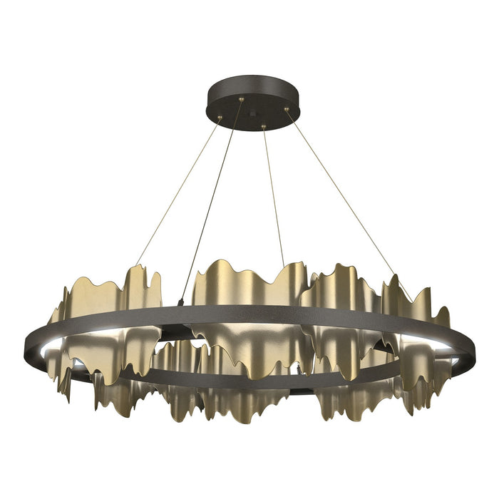 Hildene Circular LED Pendant in Dark Smoke with Modern Brass Accent - 139653-LED-STND-07-86 by Hubbardton Forge