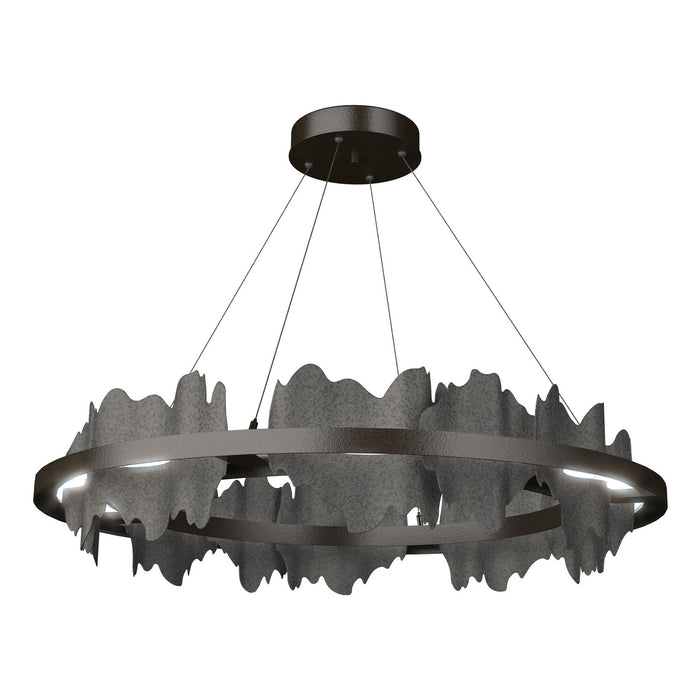 Hildene Circular LED Pendant in Oil Rubbed Bronze with Natural Iron Accent - 139653-LED-STND-14-20 by Hubbardton Forge