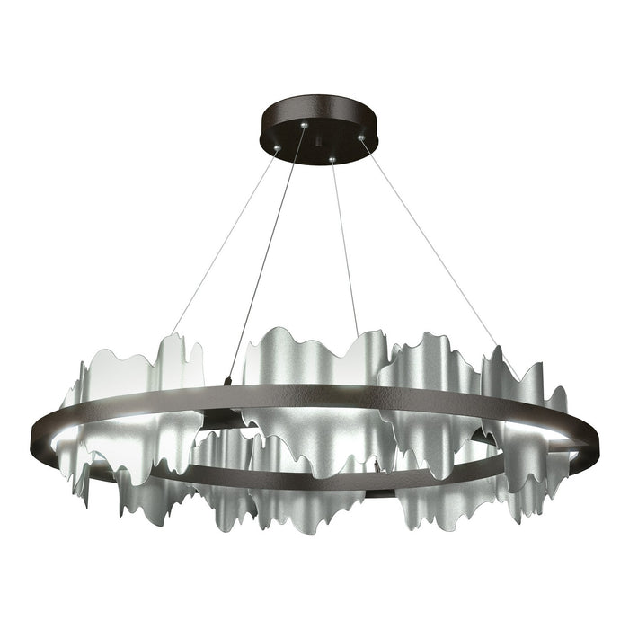 Hildene Circular LED Pendant in Oil Rubbed Bronze with Vintage Platinum Accent - 139653-LED-STND-14-82 by Hubbardton Forge