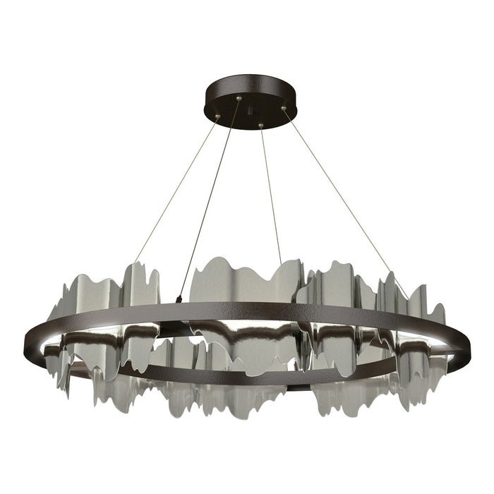 Hildene Circular LED Pendant in Oil Rubbed Bronze with Sterling Accent - 139653-LED-STND-14-85 by Hubbardton Forge