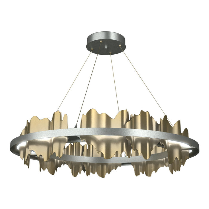 Hildene Circular LED Pendant in Vintage Platinum with Modern Brass Accent - 139653-LED-STND-82-86 by Hubbardton Forge