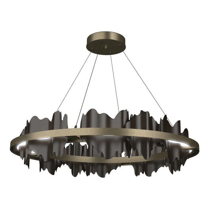 Hildene Circular LED Pendant in Soft Gold with Oil Rubbed Bronze Accent - 139653-LED-STND-84-14 by Hubbardton Forge