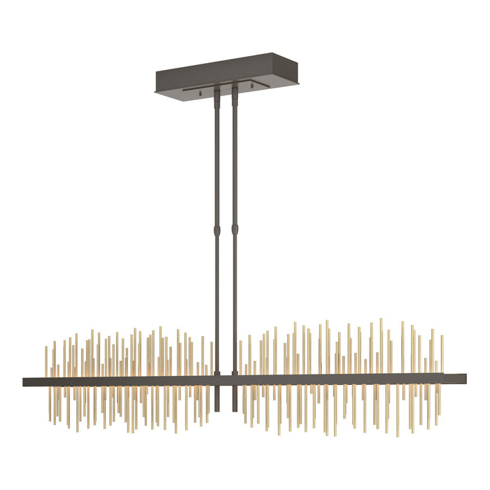 Gossamer Large LED Pendant in Dark Smoke with Modern Brass Accent - 139655-LED-STND-07-86 by Hubbardton Forge