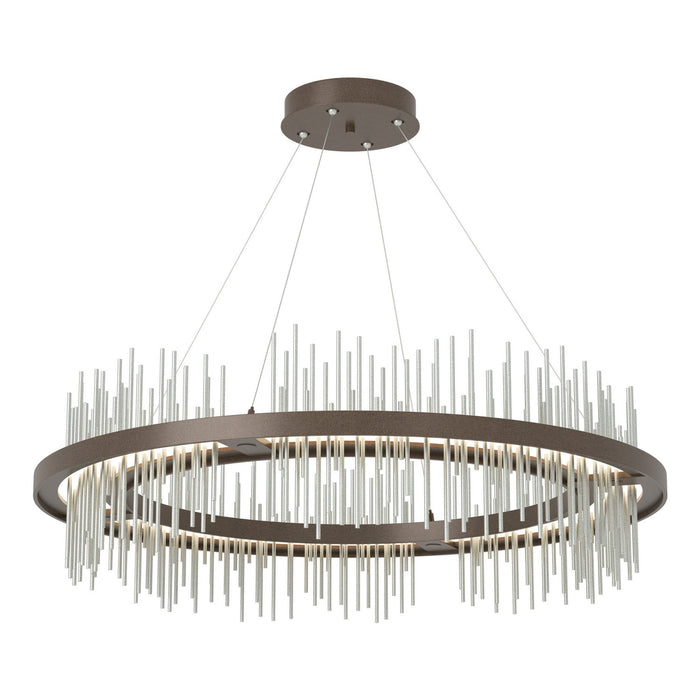 Gossamer Circular LED Pendant in Bronze with Vintage Platinum Accent - 139656-LED-STND-05-82 by Hubbardton Forge