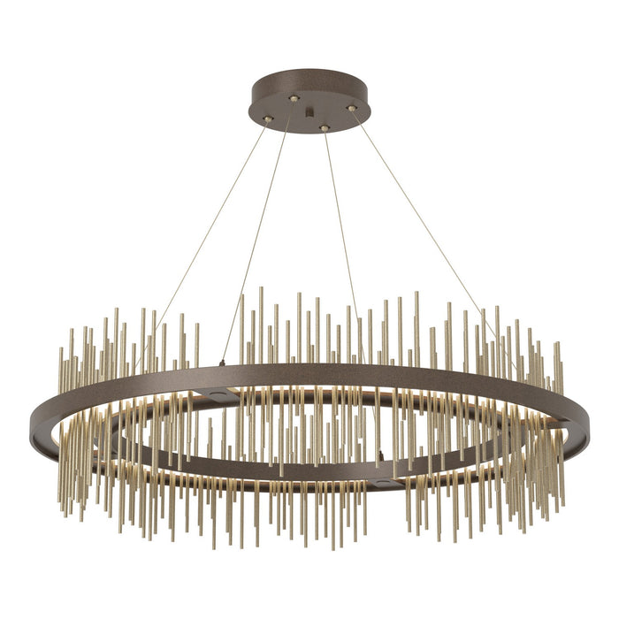 Gossamer Circular LED Pendant in Bronze with Soft Gold Accent - 139656-LED-STND-05-84 by Hubbardton Forge