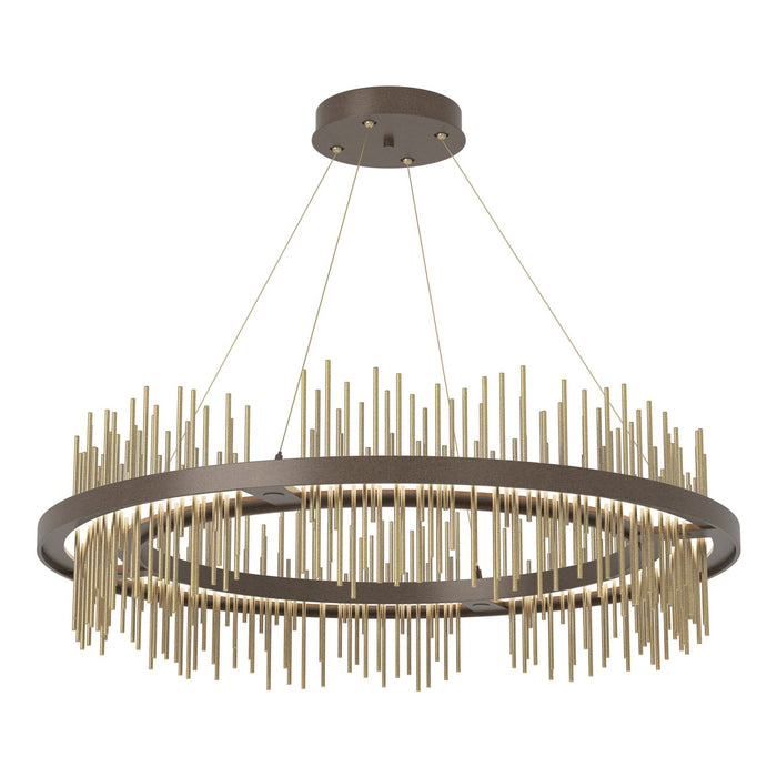 Gossamer Circular LED Pendant in Bronze with Modern Brass Accent - 139656-LED-STND-05-86 by Hubbardton Forge