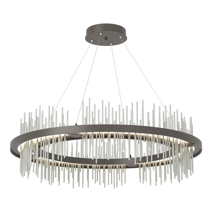 Gossamer Circular LED Pendant in Dark Smoke with Vintage Platinum Accent - 139656-LED-STND-07-82 by Hubbardton Forge