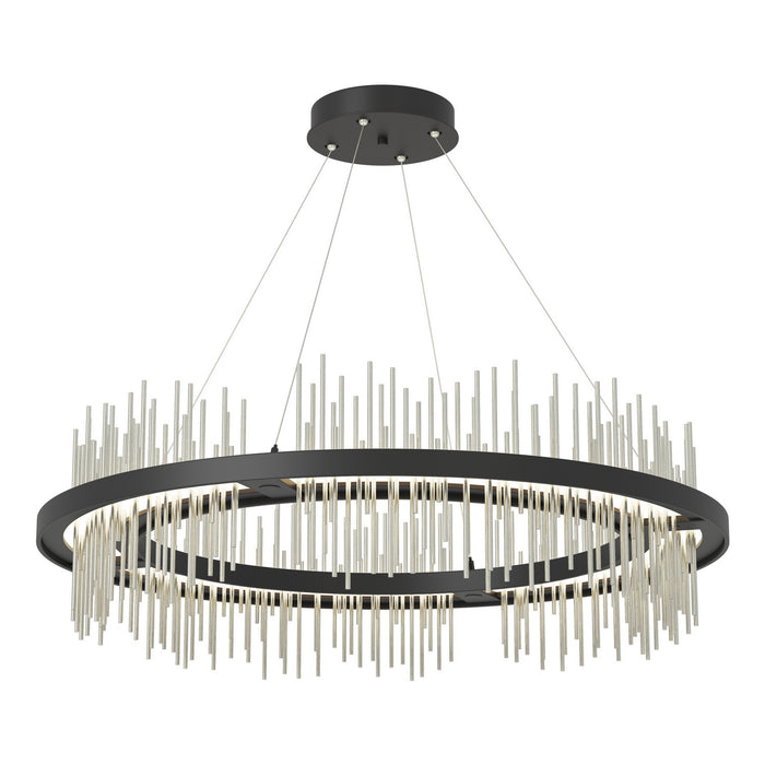 Gossamer Circular LED Pendant in Black with Sterling Accent - 139656-LED-STND-10-85 by Hubbardton Forge