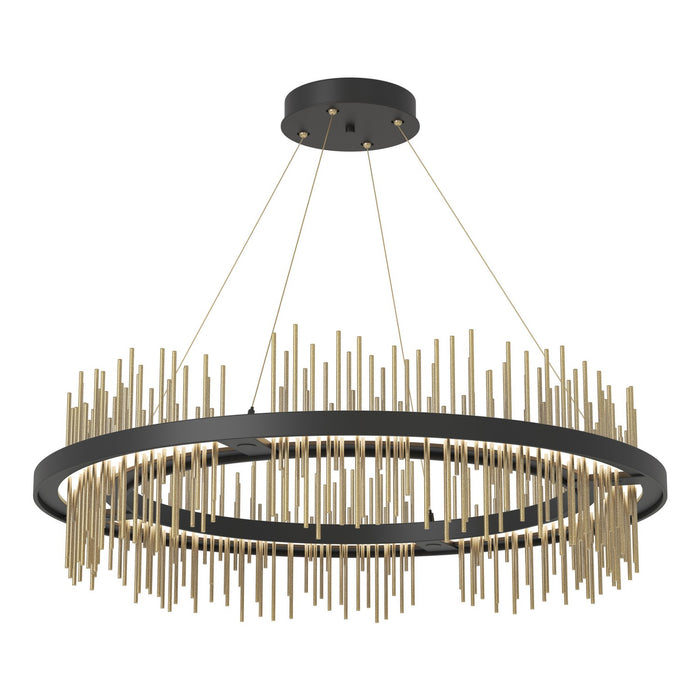 Gossamer Circular LED Pendant in Black with Modern Brass Accent - 139656-LED-STND-10-86 by Hubbardton Forge