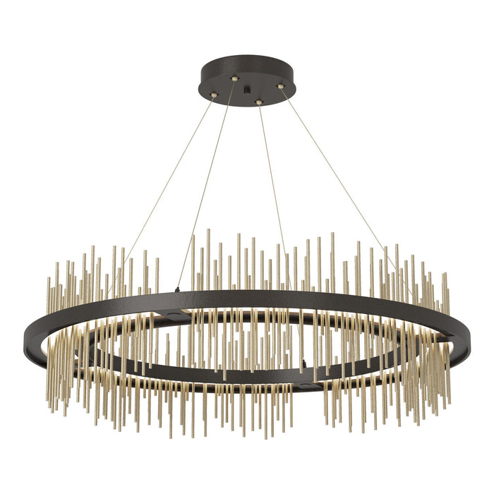 Gossamer Circular LED Pendant in Oil Rubbed Bronze with Soft Gold Accent - 139656-LED-STND-14-84 by Hubbardton Forge