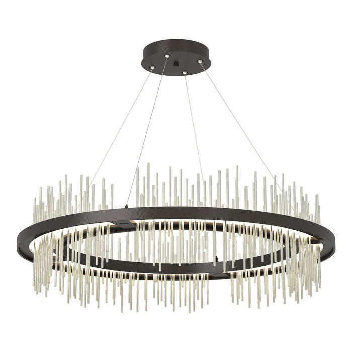 Gossamer Circular LED Pendant in Oil Rubbed Bronze with Sterling Accent - 139656-LED-STND-14-85 by Hubbardton Forge