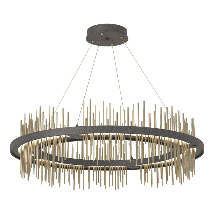 Gossamer Circular LED Pendant in Natural Iron with Soft Gold Accent - 139656-LED-STND-20-84 by Hubbardton Forge